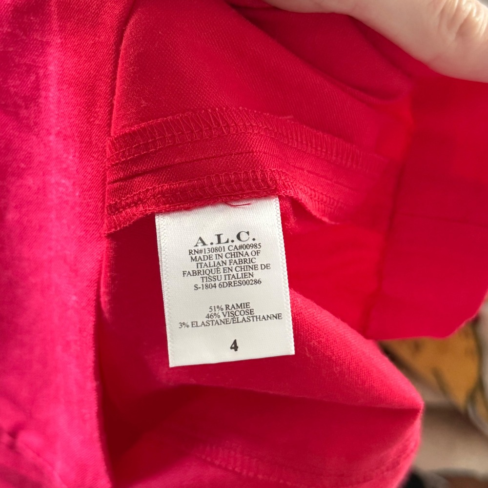 A.L.C. Valenti Puff Voluminous Sleeve Mini Dress in Fluor Red - 4 - Picture 5 of 6
